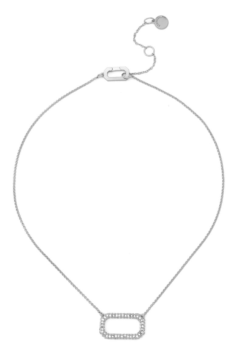 Pavé Crystal Hexagon Link Pendant Necklace, Alternate, color, RHODIUM