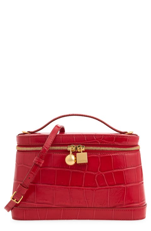 Le Petit Vanity Croc Embossed Leather Bag