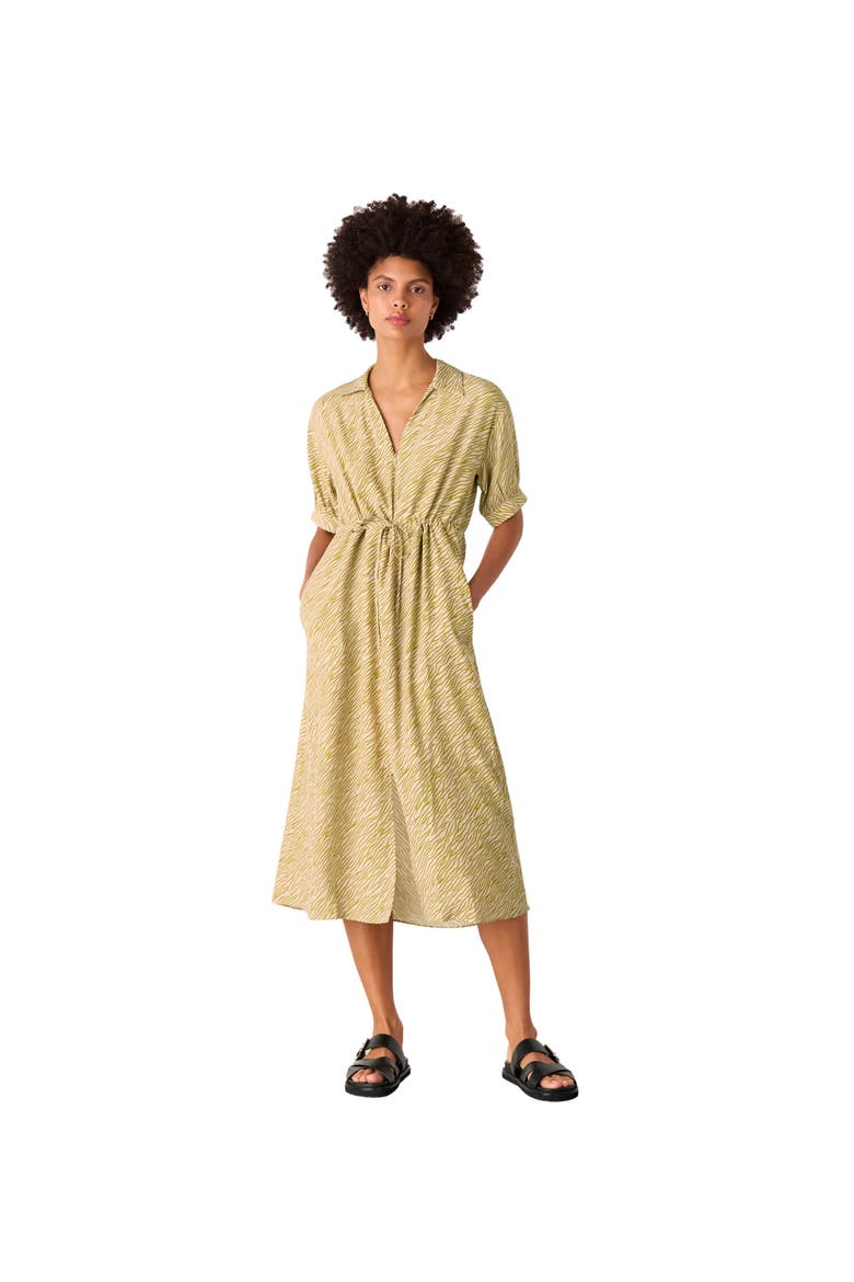 Tiger Flame Short Sleeve Midi Dress, Main, color, Green/Multi