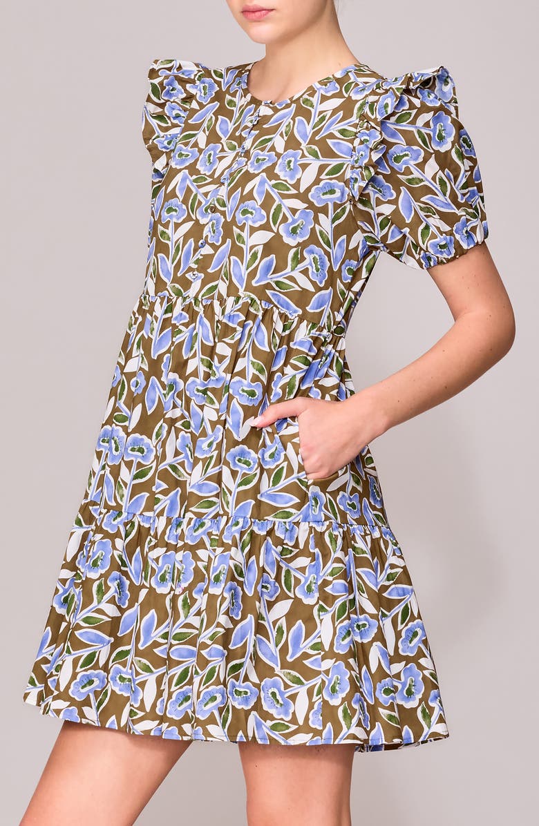 MELLODAY Puff Sleeve Babydoll Minidress, Alternate, color,