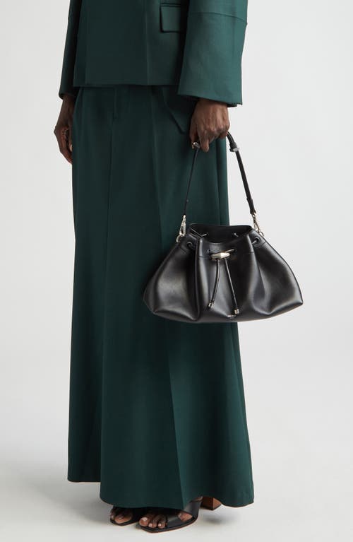 Jimmy Choo Cinch M Leather Bucket Bag In Black/antique Silver