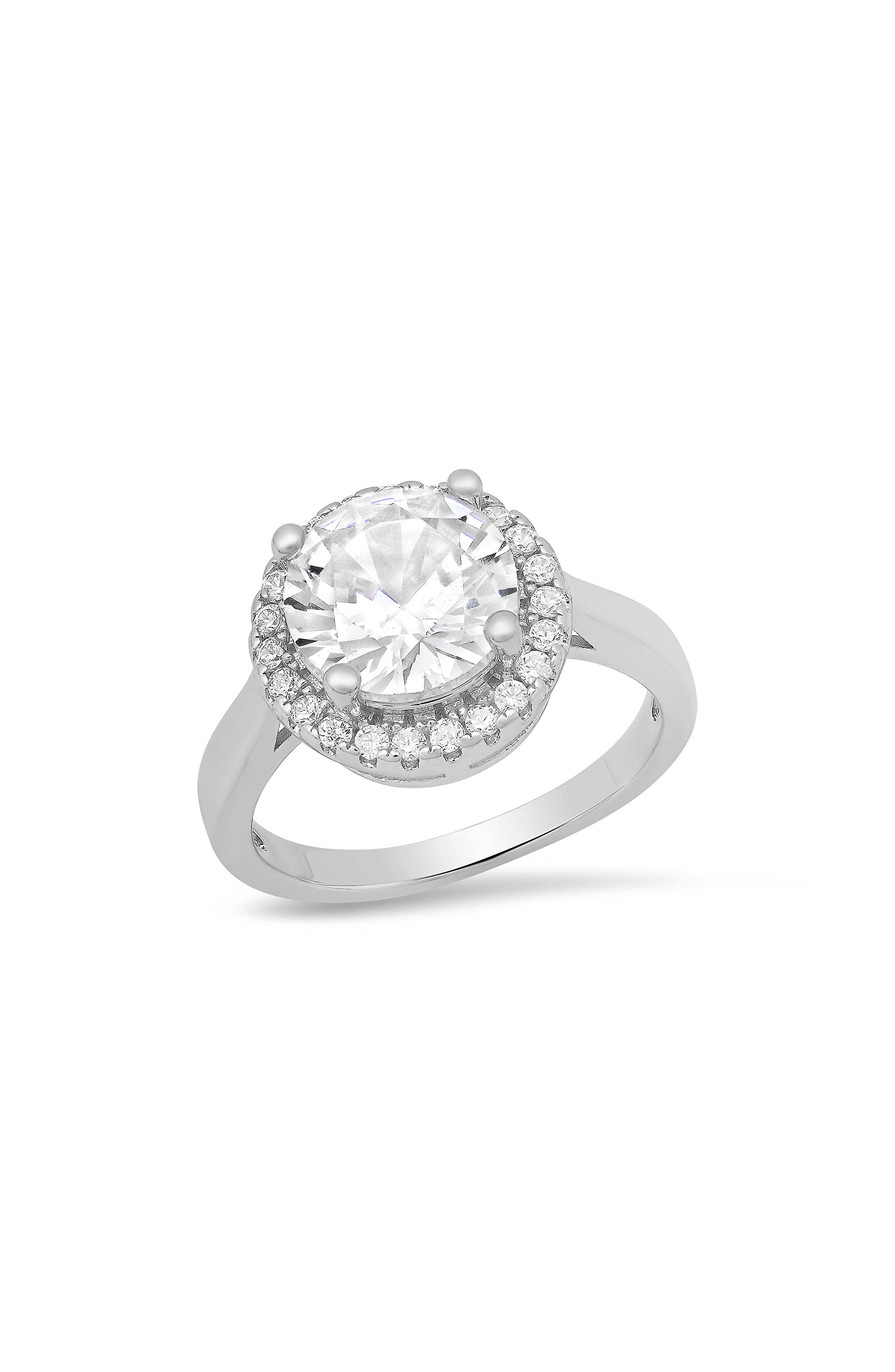 18k White Gold Plated Halo Ring