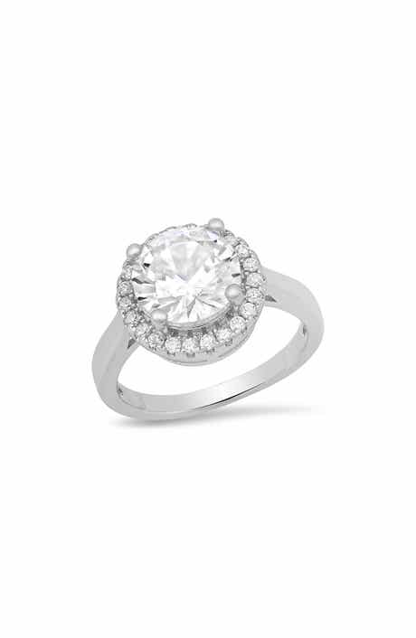 18k White Gold Plated Halo Ring