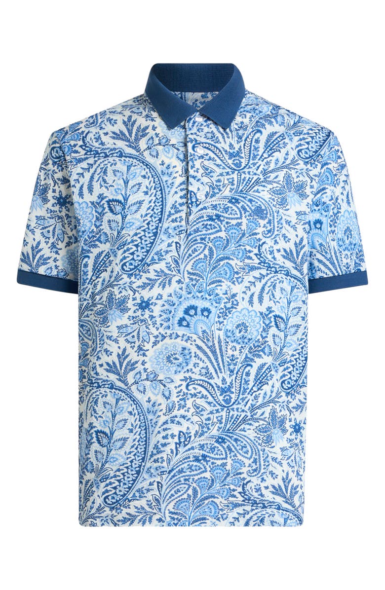 Etro Roma Cotton Piqué Polo, Main, color, Stampa F.do Bianco