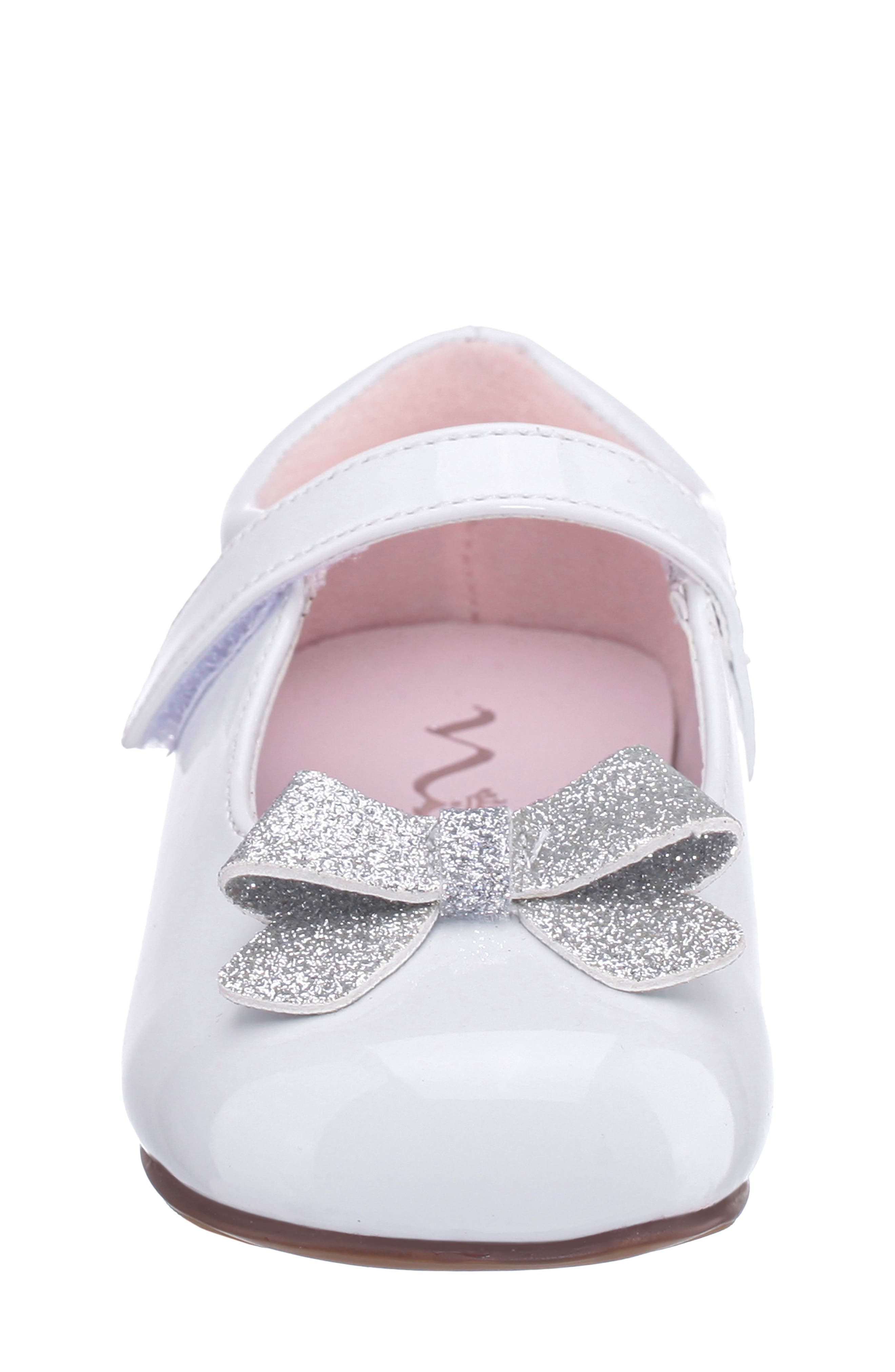 Nina Kids' Emee Mary Jane Flat, Alternate, color, White Patent Glitter