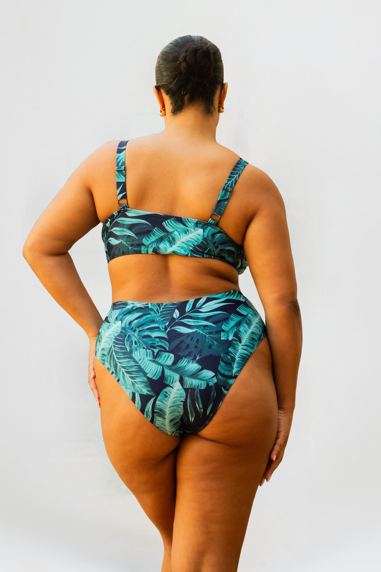 Palm Print Bikini Set, Alternate, color, Green