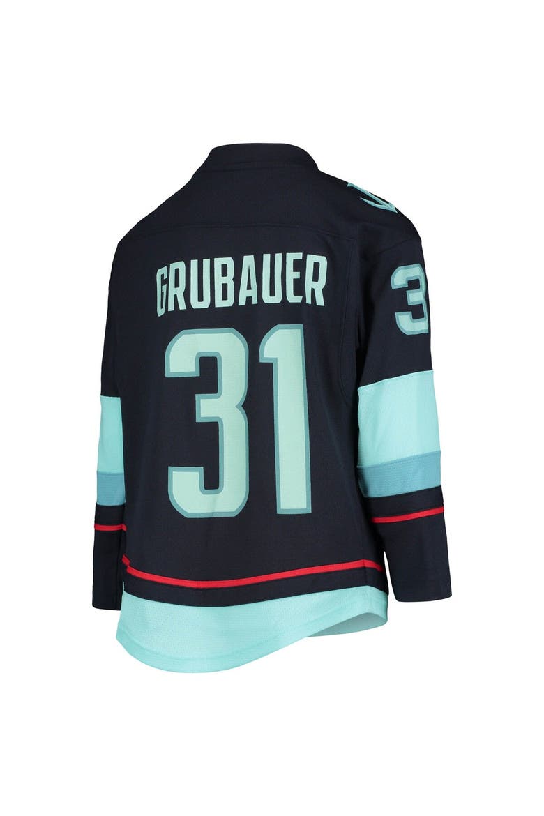 Youth Philipp Grubauer Deep Sea Blue Seattle Kraken Home Replica Player Jersey, Alternate, color, Navy