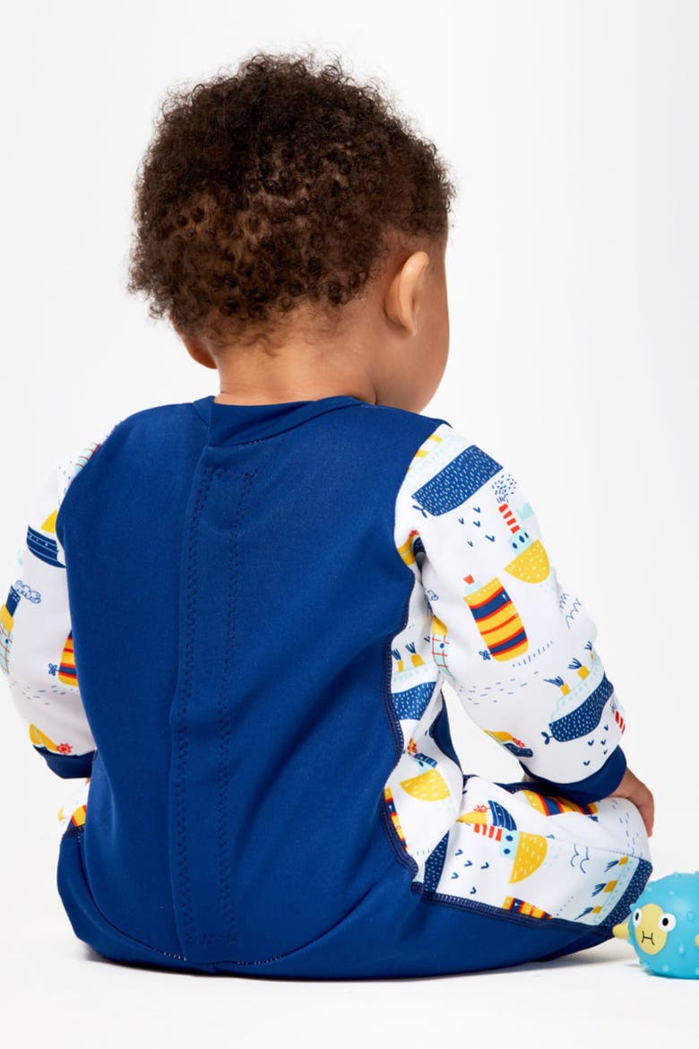 Warm in One Fleece Lined Baby Wetsuit, Alternate, color, Tug Boats