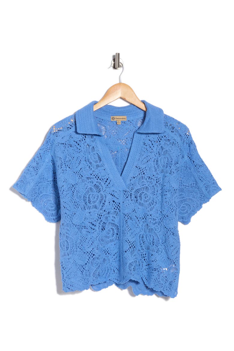 Short Sleeve Open Stitch Polo, Alternate, color, PROVENCE BLUE