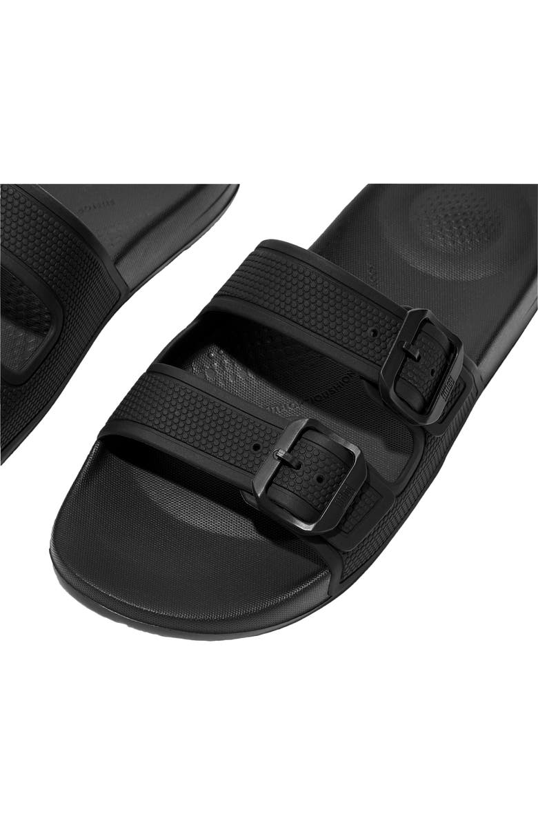FitFlop Iqushion Two Bar Buckle Slide Sandal, Alternate, color, All Black
