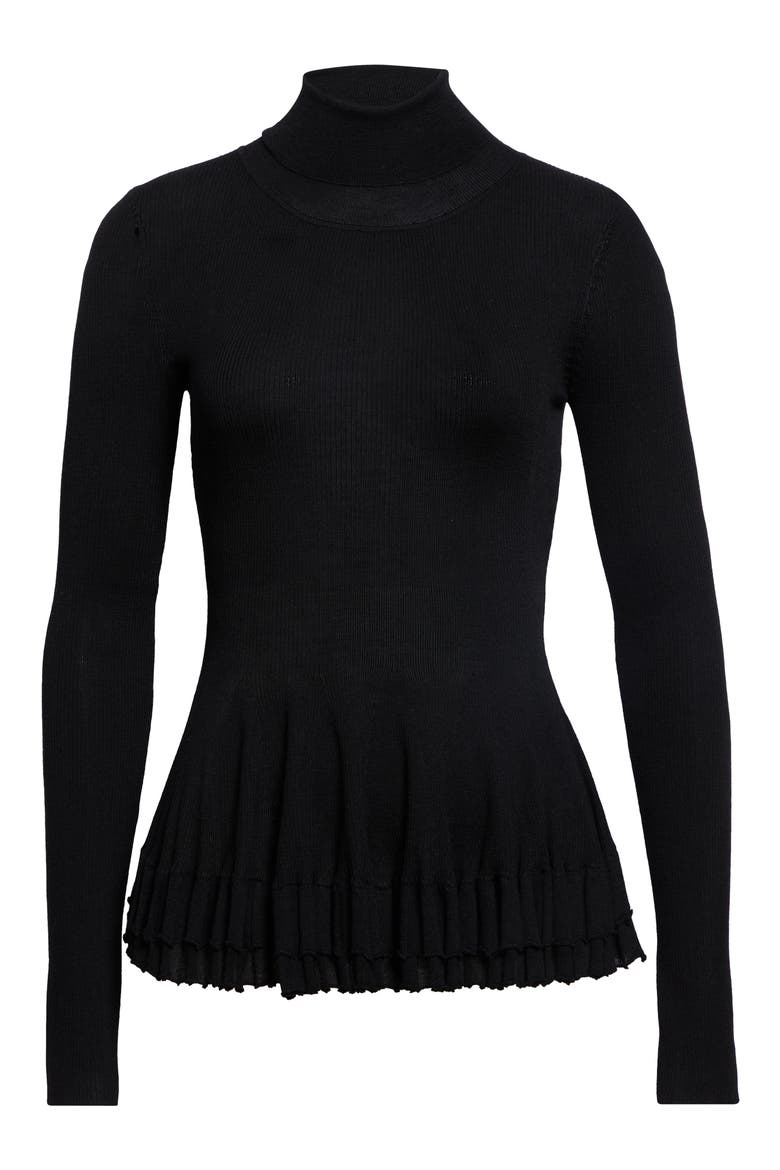 Merritt Merino Wool & Silk Turtleneck, Main, color, BLACK