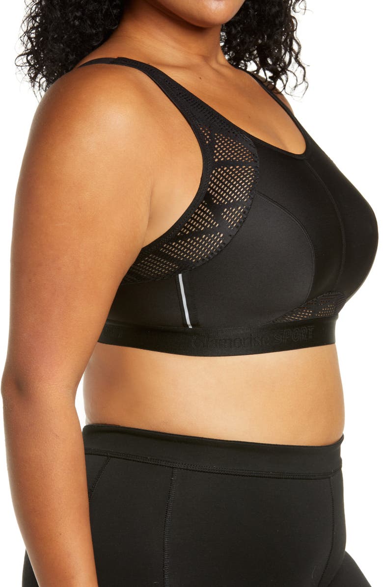 Glamorise No-Sweat Full Figure Mesh Sports Bra, Alternate, color, Black