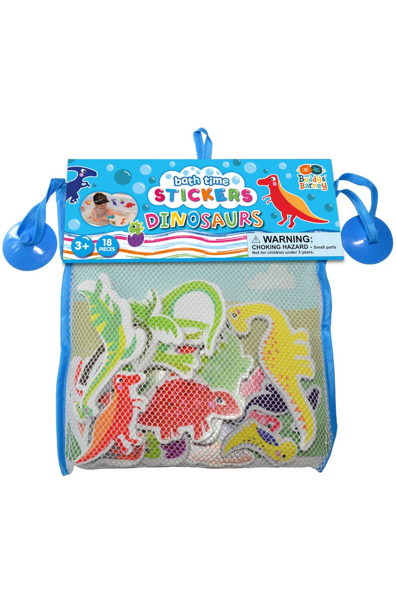 Bath Time Stickers, Dinosaurs, 18 Foam Dino Character Pieces, Main, color, Multicolored