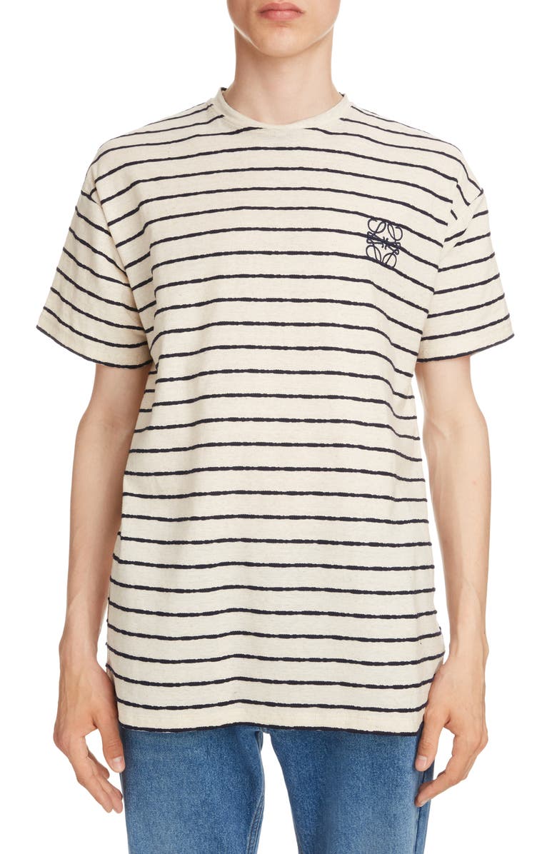 Loewe Anagram Embroidered Stripe T-Shirt, Main, color,