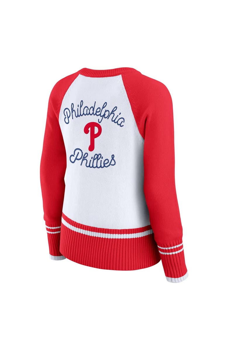 WEAR by Erin Andrews Women's WEAR by Erin Andrews White Philadelphia Phillies Colorblock Raglan Sweater, Alternate, color, White