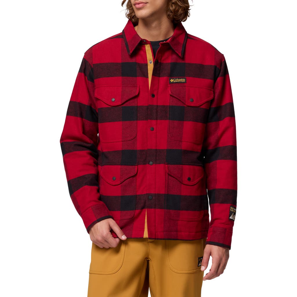 Columbia High Cascades Plaid Shirt Jacket In Red