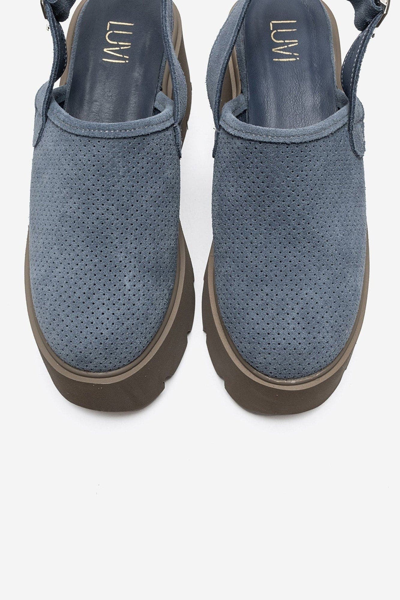 Caldris Leather Platform Sandal, Alternate, color, Denim Suede