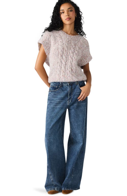 Steve Madden Kieva Cable Stitch Short Sleeve Sweater In Brown