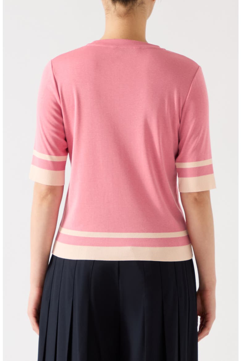 Micha Stripe Short Sleeve Sweater, Alternate, color, PINK