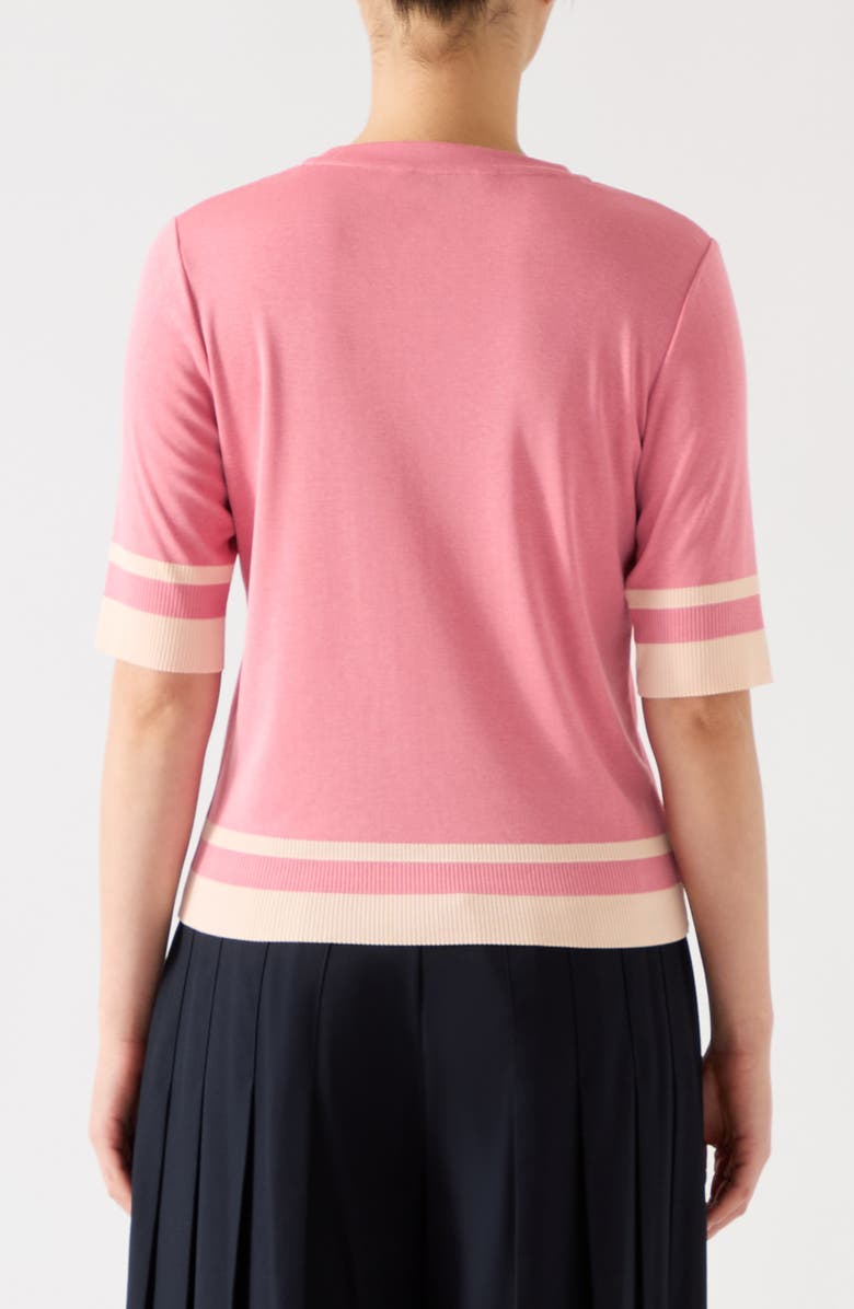 LK Bennett Micha Stripe Short Sleeve Sweater, Alternate, color, Pink