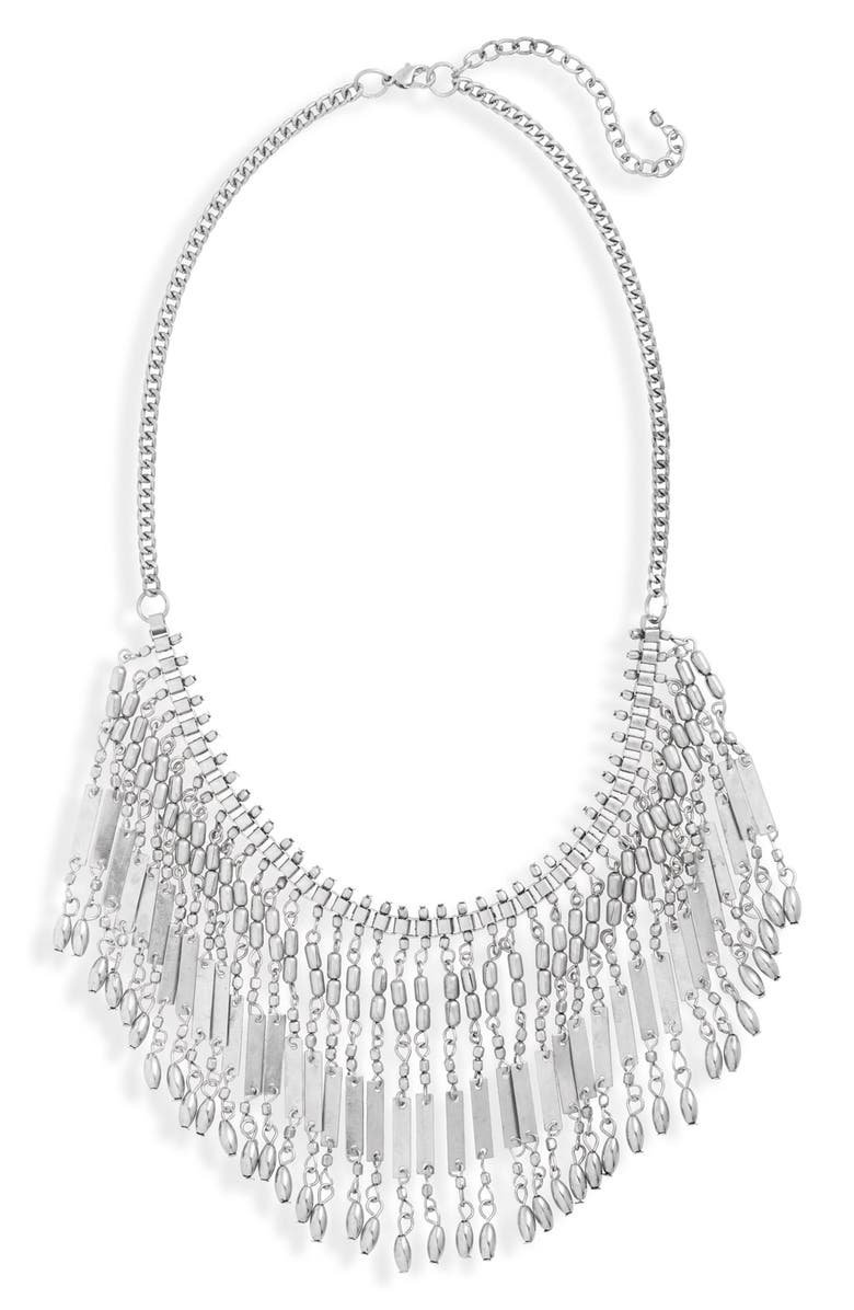 BP. Metal Fringe Statement Necklace, Main, color, 