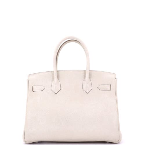 Pre-owned Hermes  Hermes Birkin Handbag Light Clemence With Palladium Hardware 30 In White