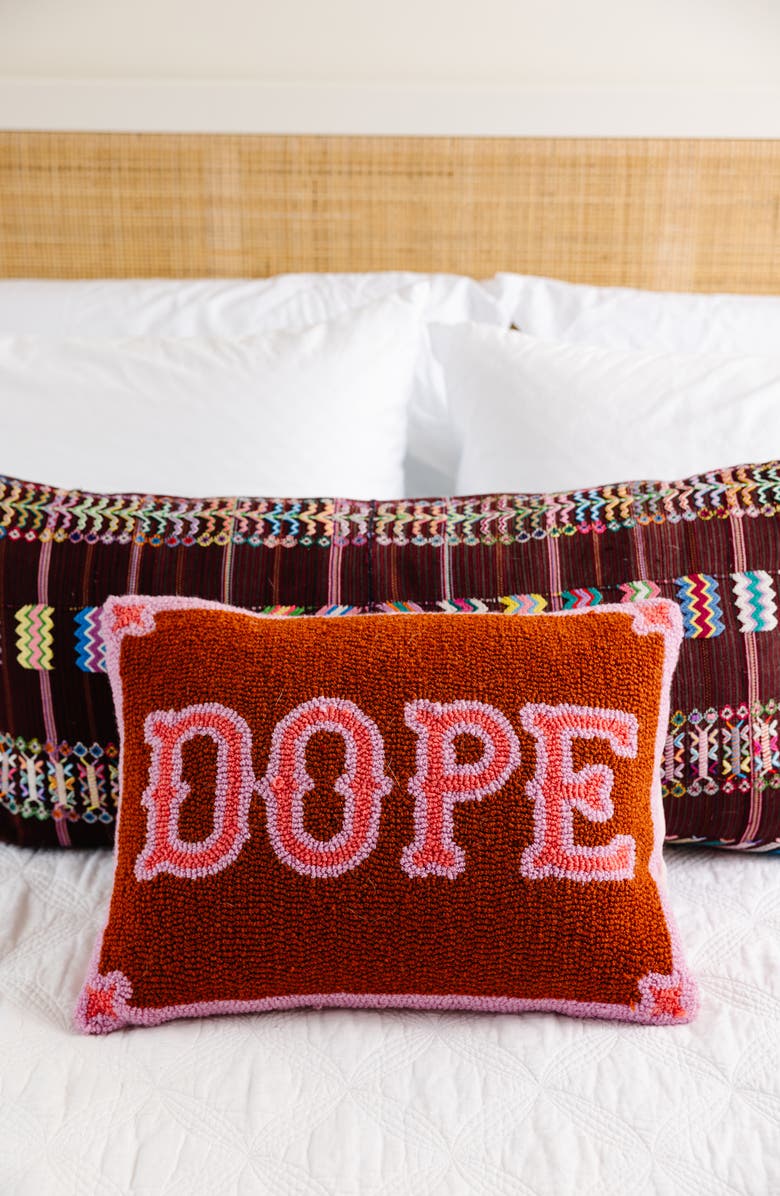 Furbish Dope Hook Pillow, Alternate, color, Coral Pink, Rust
