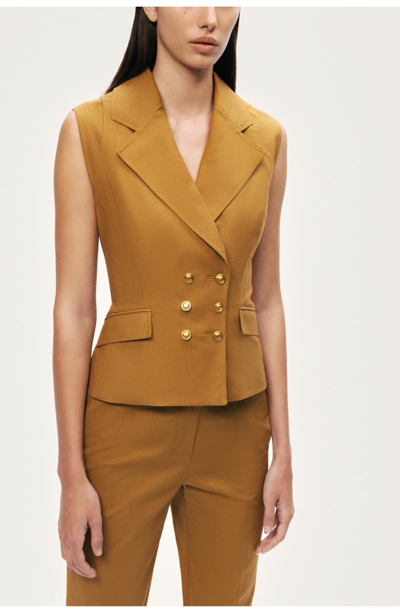 Nocturne Tailored Double-Breasted Vest, Alternate, color, Camel