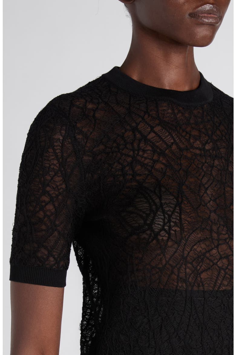 Spider Lace Cotton & Silk Jacquard Sweater, Alternate, color, BLACK