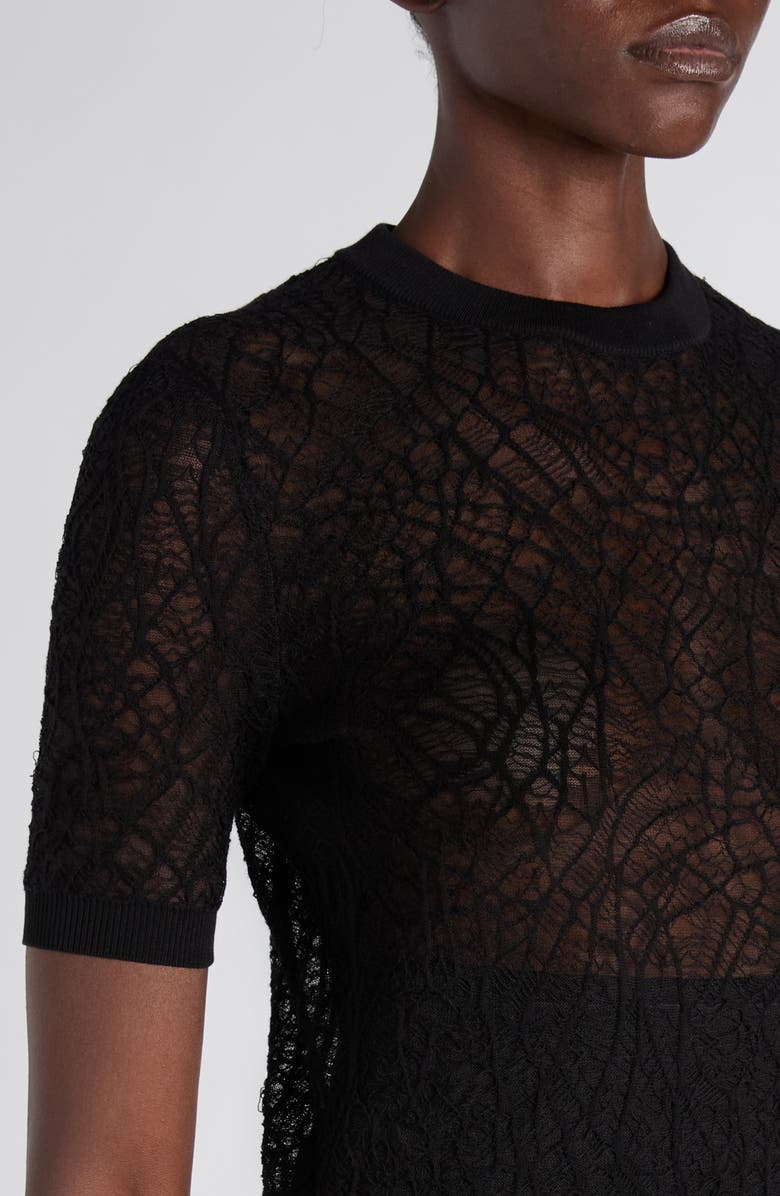 McQueen Spider Lace Cotton & Silk Jacquard Sweater, Alternate, color, Black