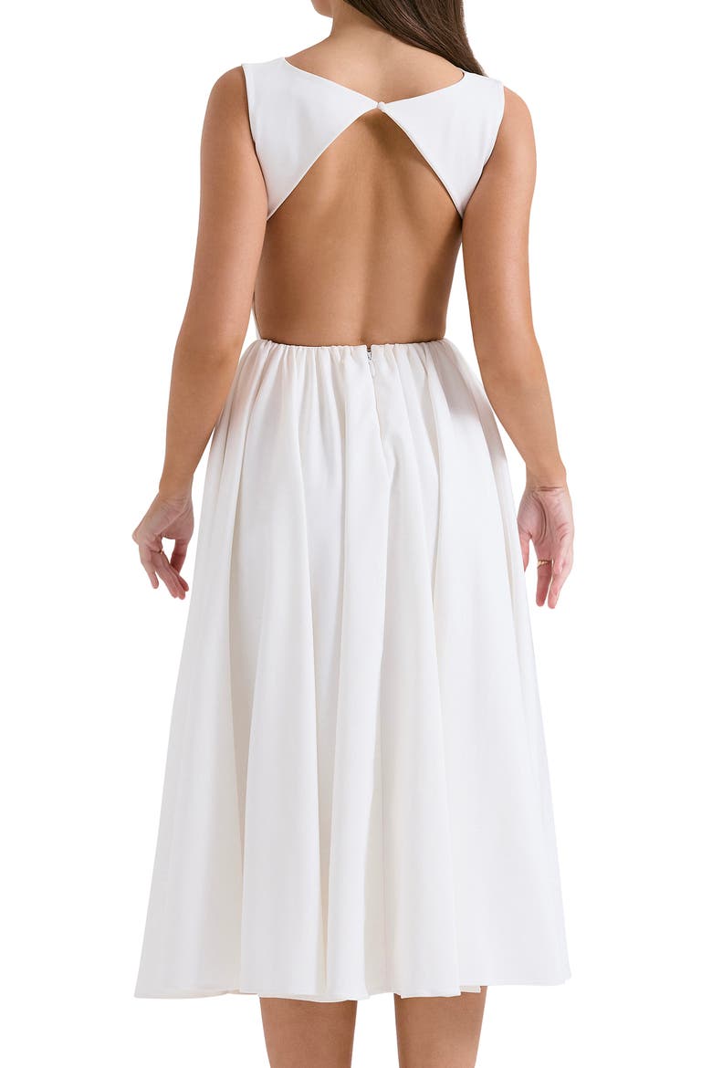 Cindy Sleeveless Twill Midi Cocktail Dress, Alternate, color, WHITE