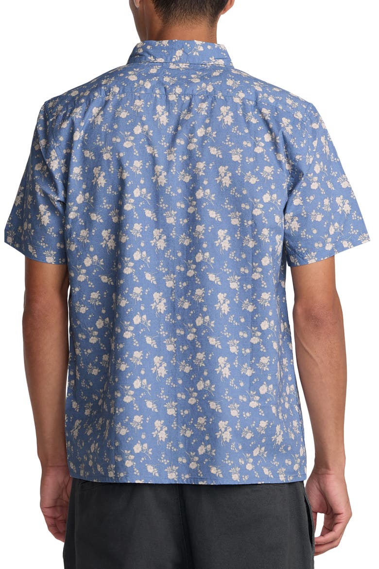 Breezy Floral Short Sleeve Button-Up Shirt, Alternate, color, VINTAGE BLUE