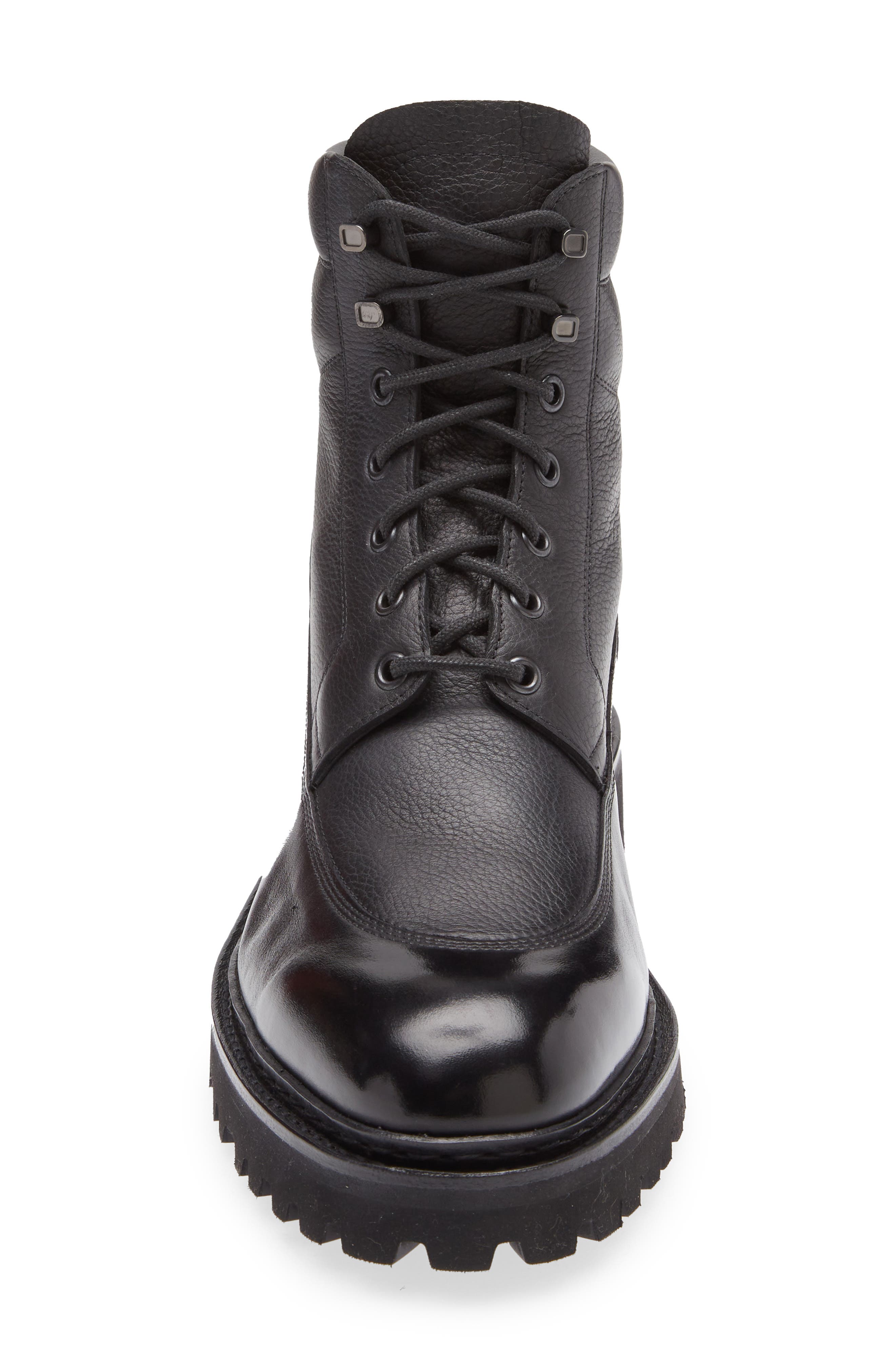 John Lobb Peak Longwing Lugged Ankle Boot, Alternate, color, Black/ Black