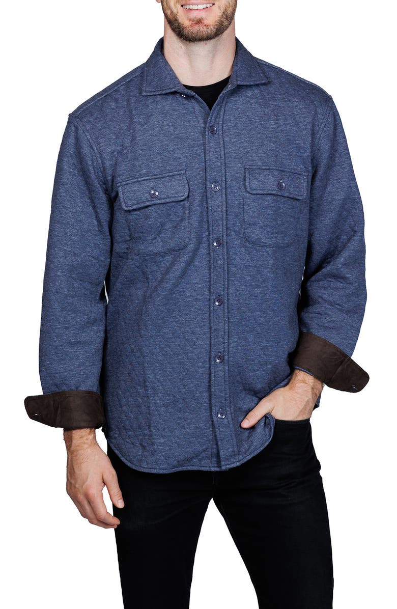 TailorByrd Diamond Quilted Shirt Jacket, Alternate, color, Denim