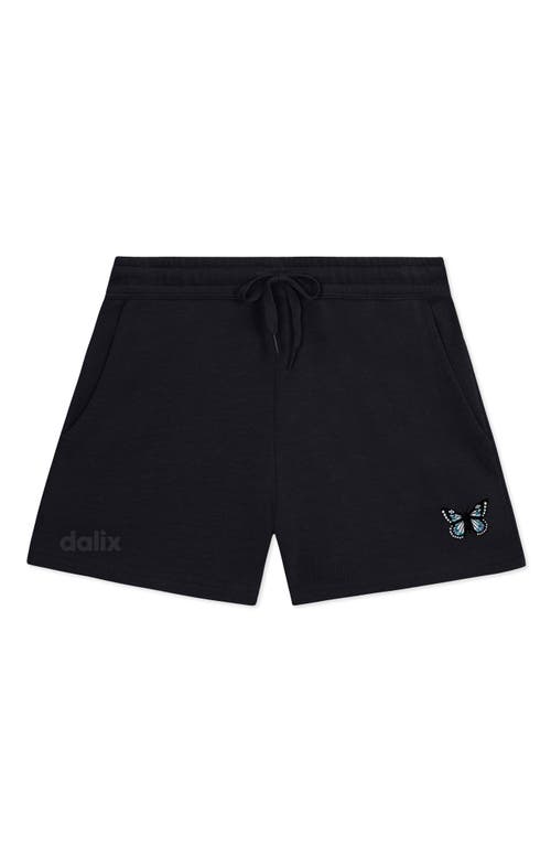 Dalix Womens Butterfly Midweight Washed Fleece Shorts In Black