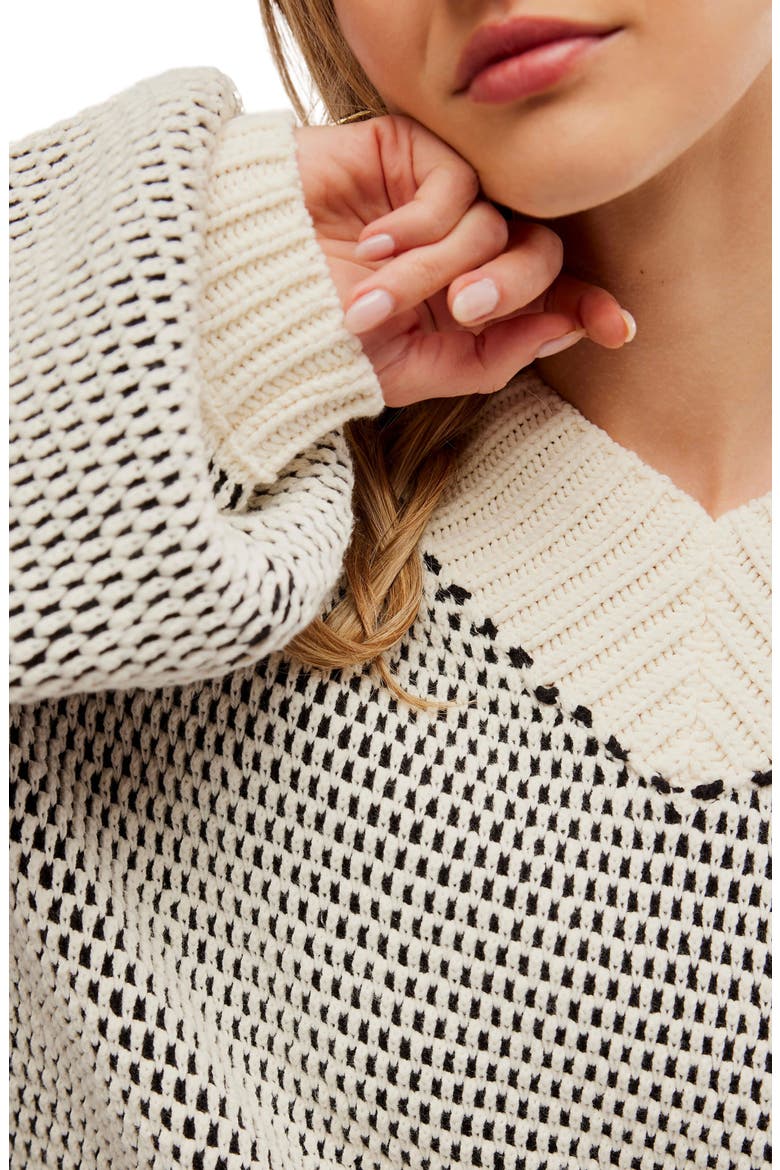 Maisie Oversize Sweater, Alternate, color, IVORY BLACK COMBO