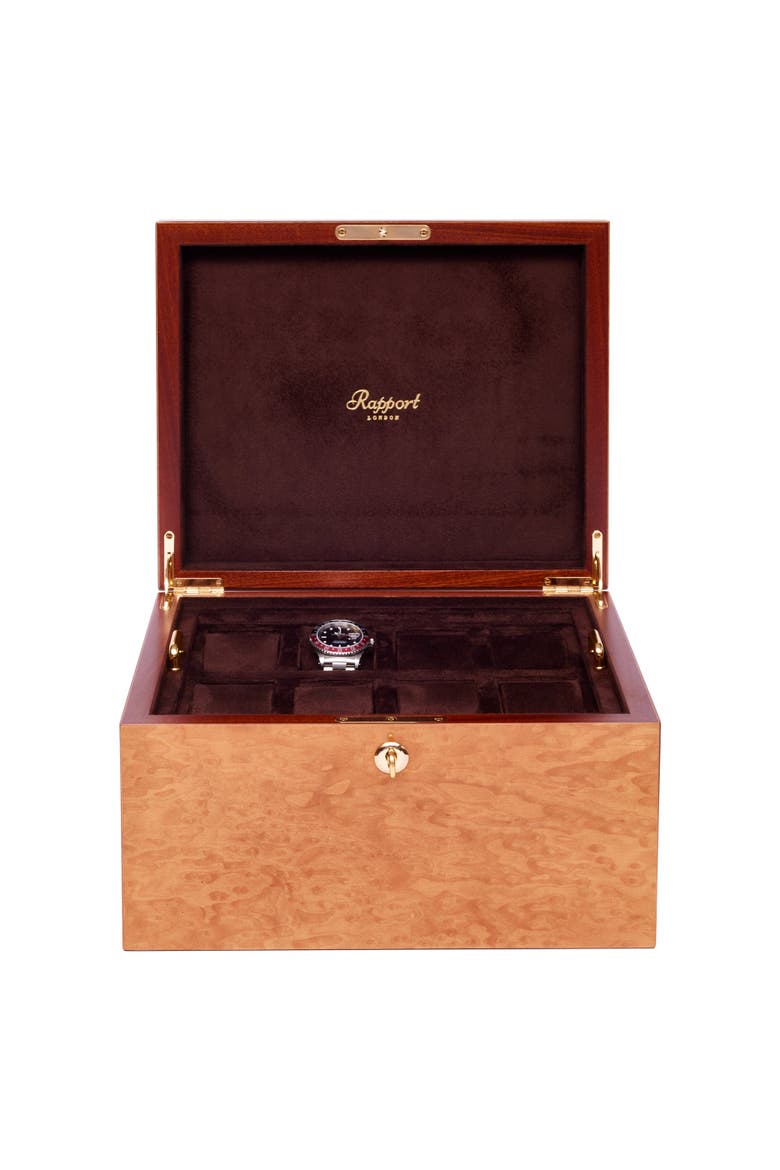 HERITAGE SIXTEEN WATCH BOX, Alternate, color, Burr Walnut