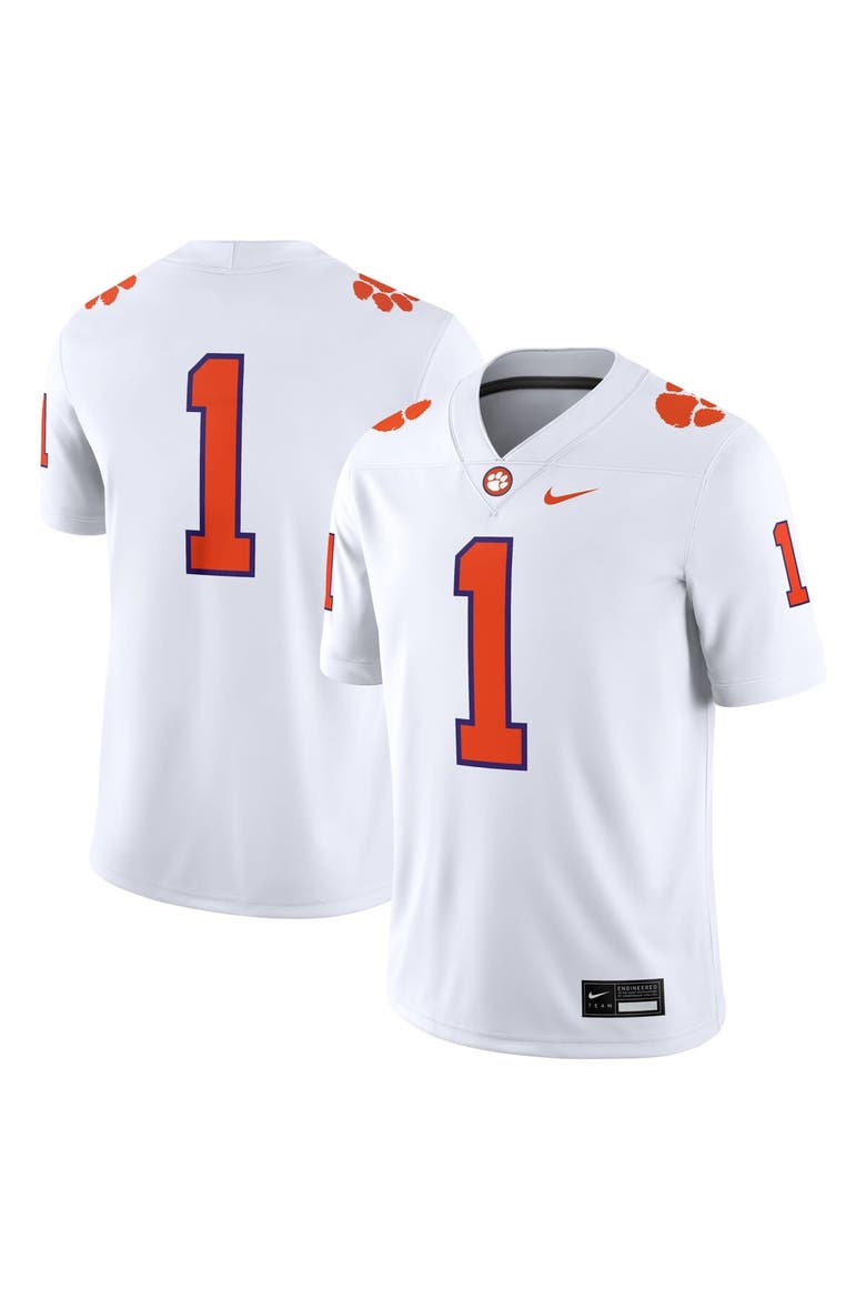 Men's Nike #1 White Clemson Tigers Game Jersey, Alternate, color, White