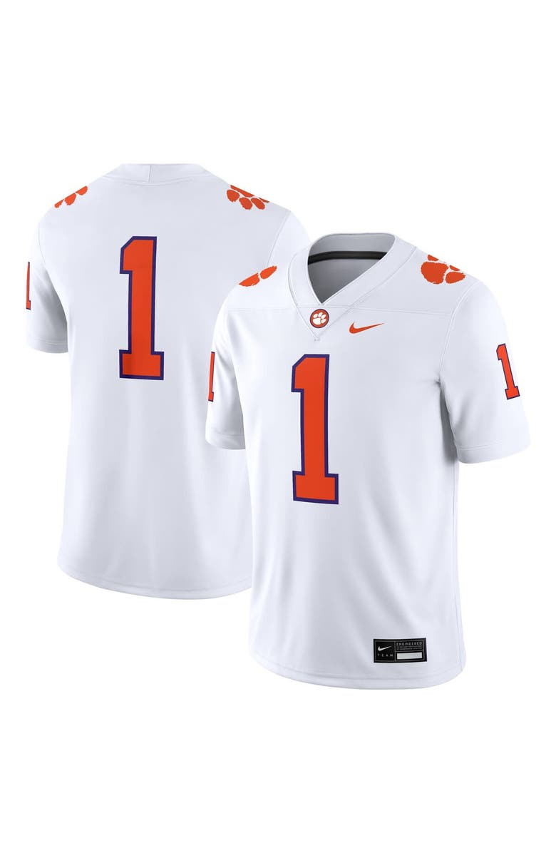 Nike Men's Nike #1 White Clemson Tigers Game Jersey, Alternate, color, White