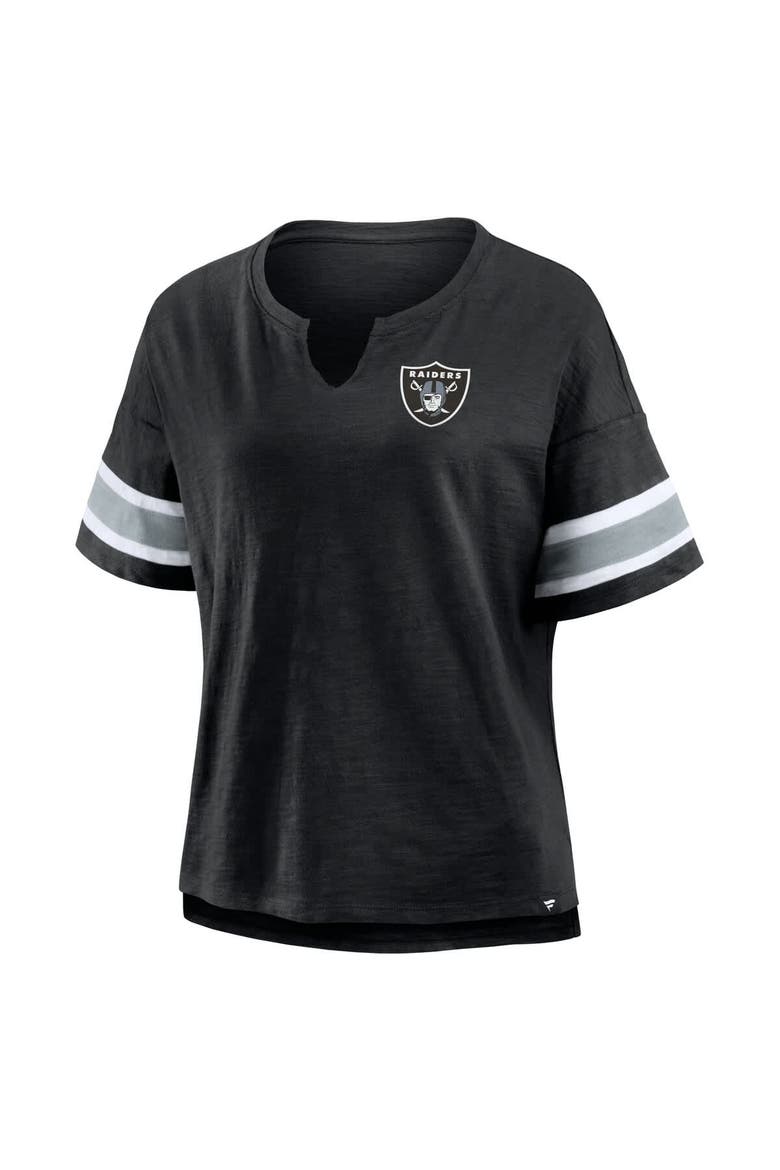 Women's Fanatics Black Las Vegas Raiders Plus Size Redzone Notch Neck T-Shirt, Alternate, color, Black