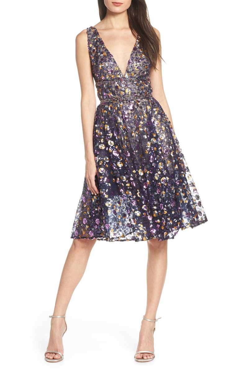 Bronx and Banco Sequin Fit & Flare Dress, Main, color, 