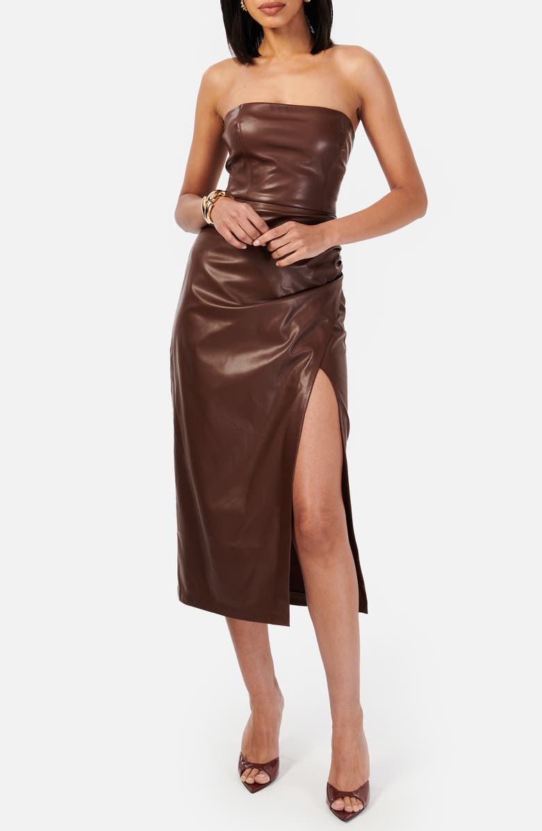 CAMI NYC Andres Faux Leather Midi Dress, Alternate, color, 