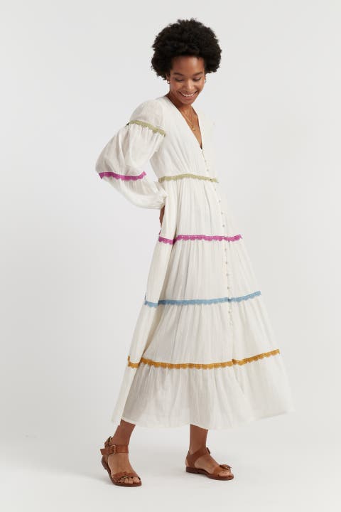 Cotton Rainbow Scallop Dress