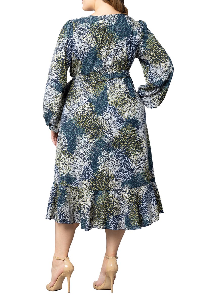 Julia Long Sleeve Midi Wrap Dress, Alternate, color, BLUE IMPRESSIONIST PRINT