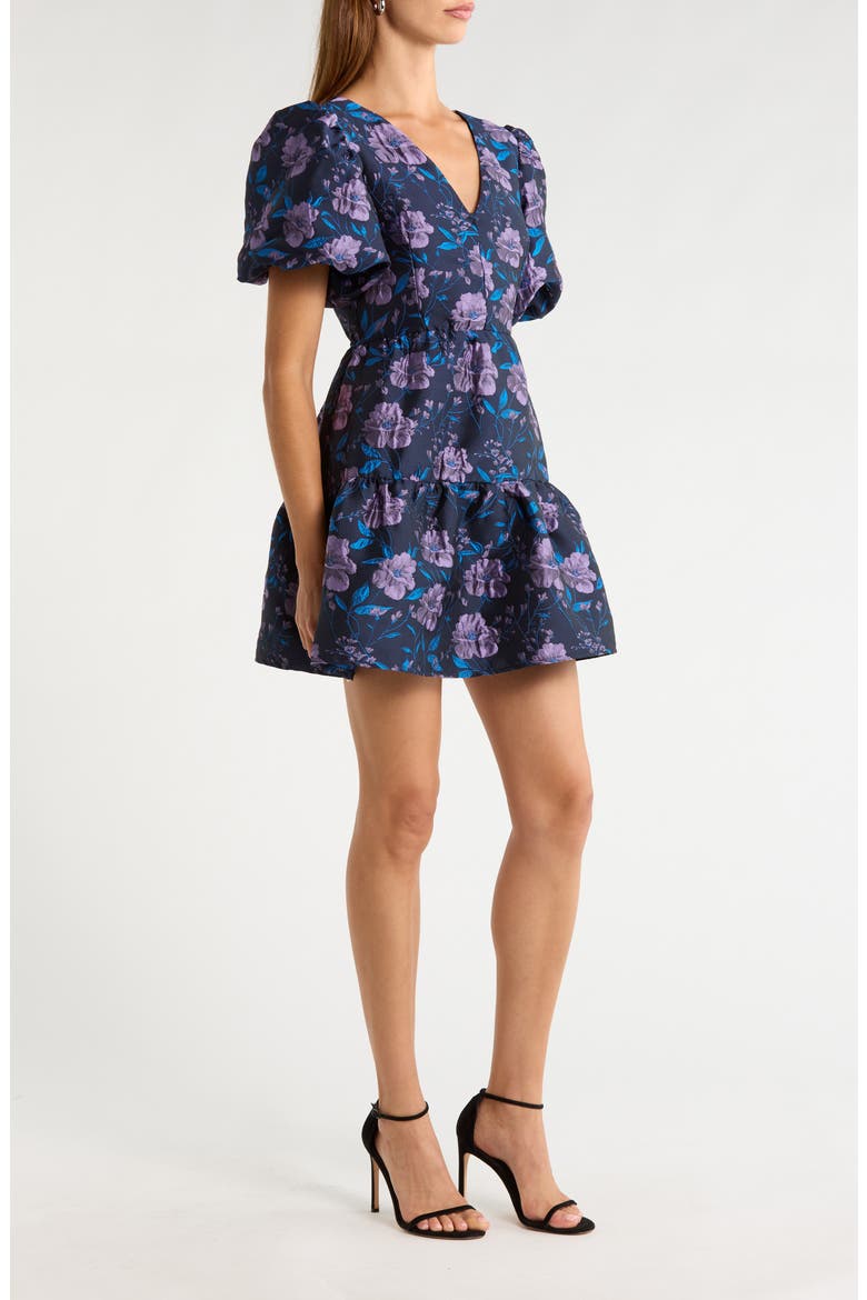 Nicole Floral Jacquard Minidress, Alternate, color, NAVY-MULTI
