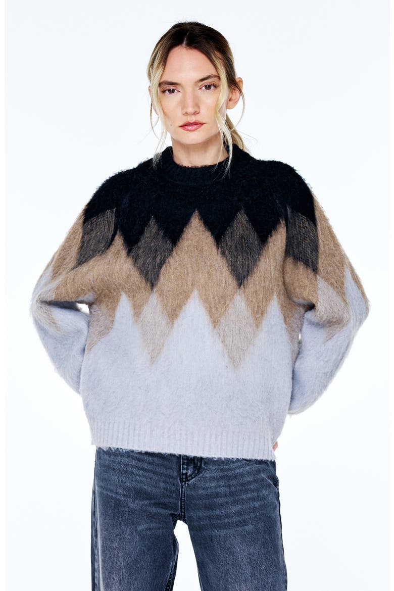 Katy Geometric Sweater, Alternate, color, GREY MULTI
