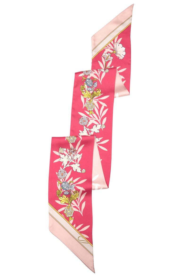 Sabrina - Skinny Silk Scarf, Alternate, color, Pink