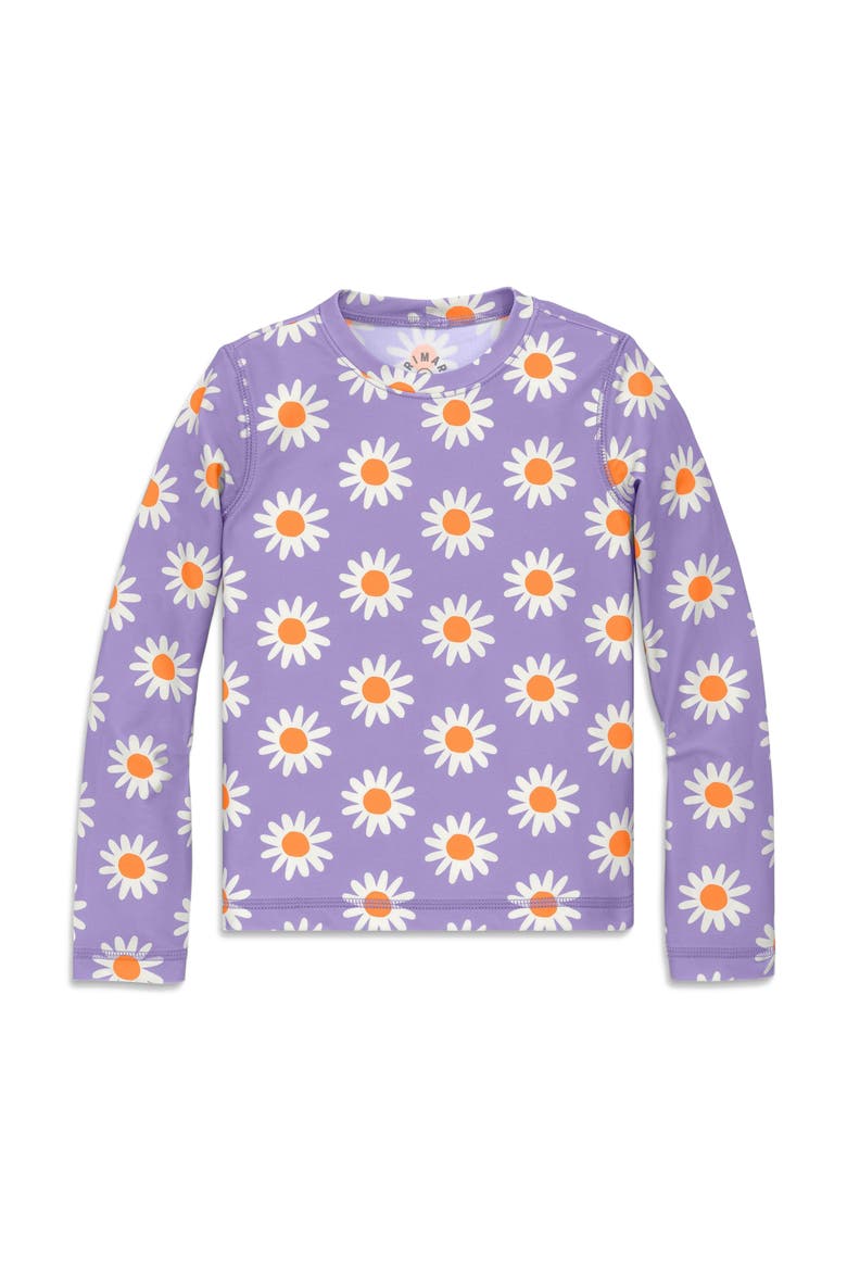 Kids Long Sleeve Swim Top In Daisies, Main, color, Iris Blooms