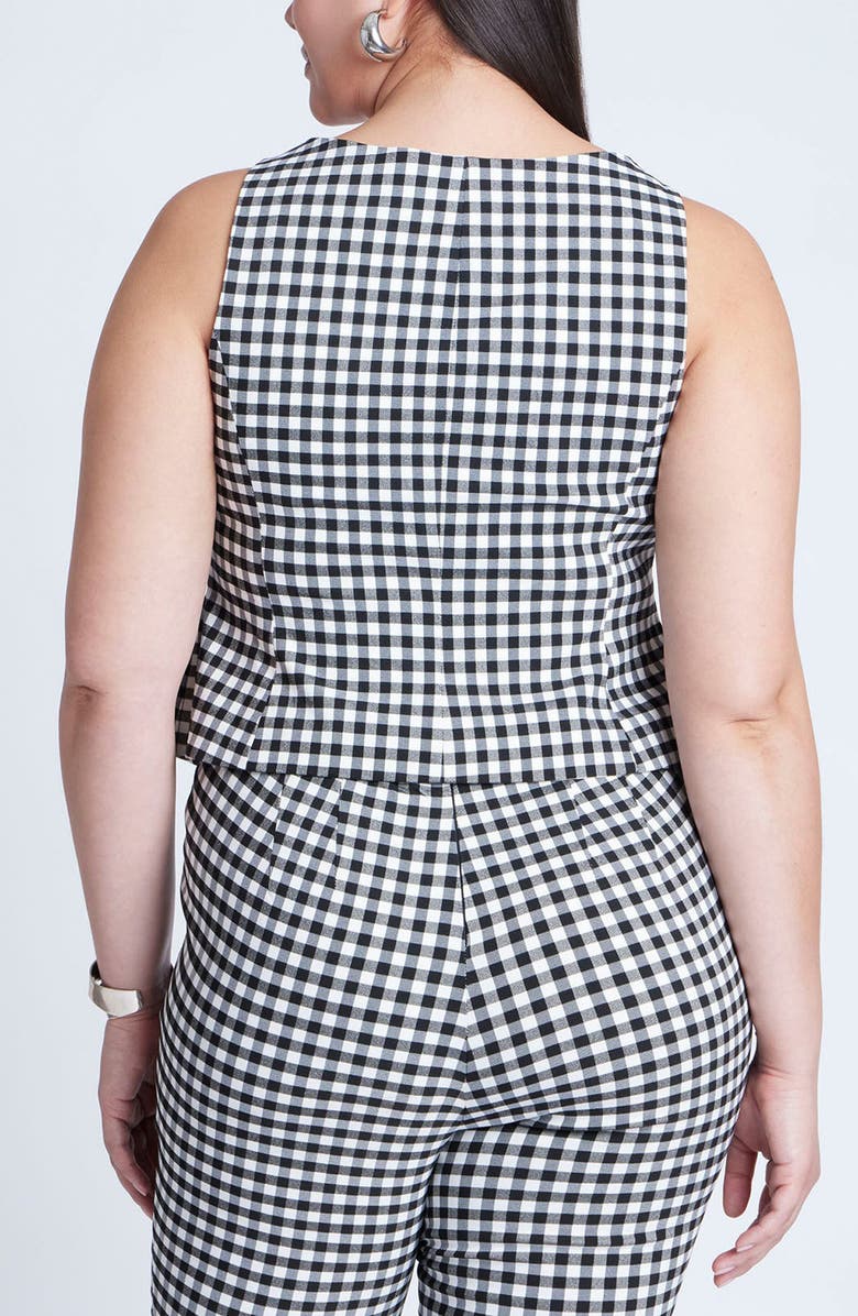 ELOQUII Gingham Square Neck Vest, Alternate, color,