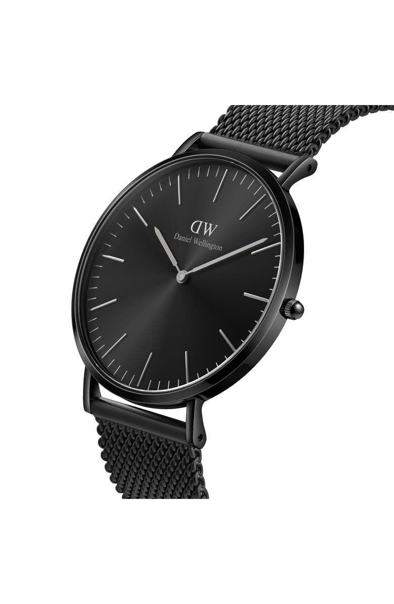 Daniel Wellington Classic Ashfield Mesh Strap Watch, 40mm, Alternate, color, Black